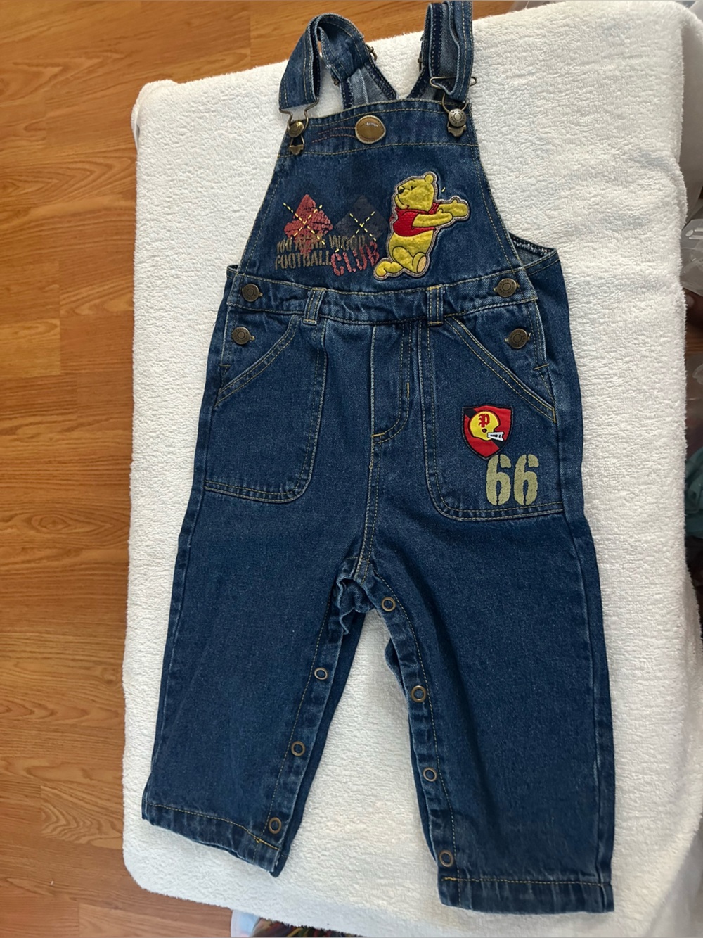 Disney Dark Blue Denim Overalls with Winnie the Pooh Patch